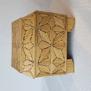 Vintage Handmade Jewelry Box Made of Toothpicks